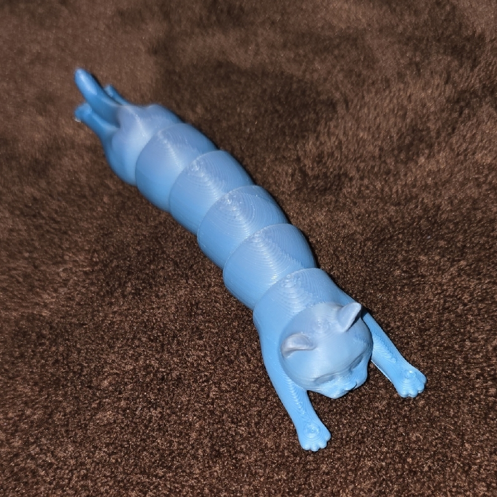 3D Printed Blue Cat Caterpillar Toy